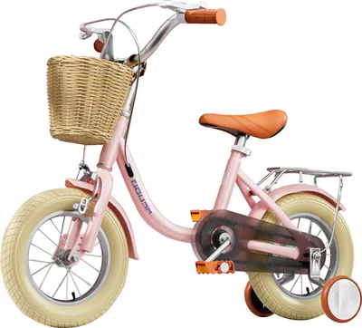 Produktbild von Kinderfahrrad, 14 Zoll, Kinderfahrrad Junge Mädchen, Rosa, Mit Stützrädern, Korb, Rücksitz