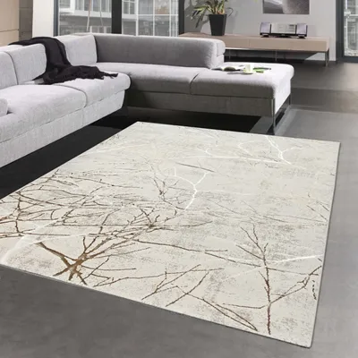 Image de Tapis design moderne avec nœuds brillants abstraits crème Taille - 160 x 230 cm