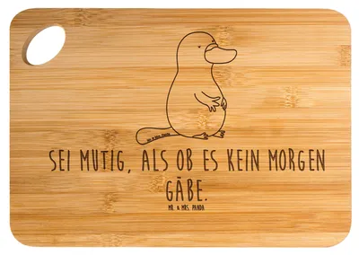 Produktbild von Mr. & Mrs. Panda Brett Schnabeltier Mut - Transparent - Geschenk, vesperbrett, Holzbrett, Frühstücksbrettchen, Arbeit, Schneidebrett, Raodtrip, Neuanfang, snackbrett