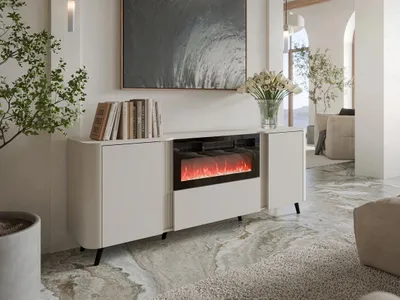 Obrázok produktu pre Komoda s dvierkami s elektrickým krbom KLEMEK - kašmír