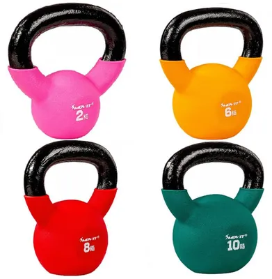 Obrázek produktu pro MOVIT Sada 4 kettlebell činek, litina a vinyl, 26 kg