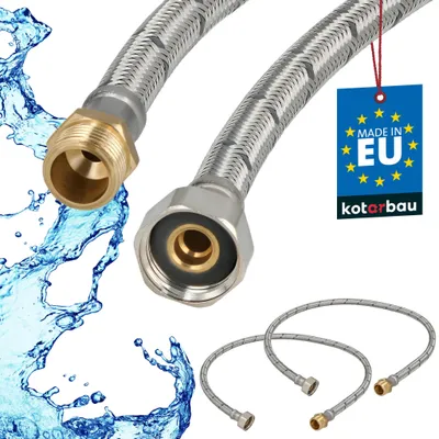 Produktbild von KOTARBAU® 2er Set Flexschlauch Wasserschlauch 80cm Panzerschlauch 1/2"x3/8" Außengewinde x Innengewinde Anschlussschlauch Armatur Schlauch Wasserhahn