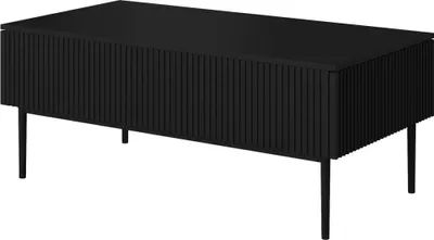 Produktbild von Couchtisch Nicole geriffelt 2 Schubladen 120x48x60 cm Wohnzimmer Schwarz/Schwarz