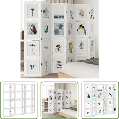 Imagen del producto de The Living Store - Separador de ambientes de 6 piezas, color blanco, madera maciza de Paulownia