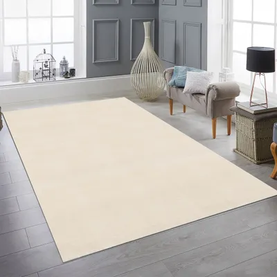 Immagine prodotto di Tappeto per soggiorno, lavabile, tinta unita, facile da pulire, design moderno, colore beige, dimensioni: 80 x 150 cm