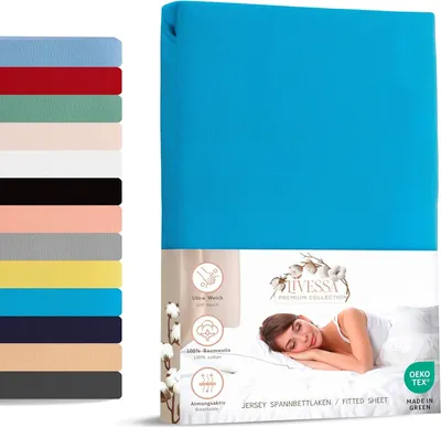 Produktbild von Jersey Spannbettlaken 90x200 cm 100% Baumwolle Dunkeltürkis