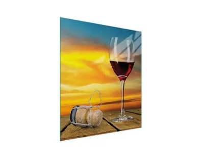 Produktbild von Hygienisches und langlebiges Glas-Schneidebrett 45x52 cm mit Weinmotiv