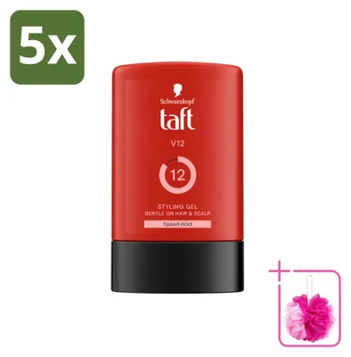 Imagen del producto de 5 unidades de gel de peinado Taft V12 - Fijación extremadamente fuerte - 300 ml - Paquete económico