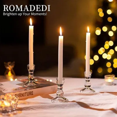 Produktbild von Unyqoos® Glas-Kerzenhalter 4er-Set, klares Glas, Stabkerzenständer 9,2 cm Höhe, 2,2 cm Aufnahme – elegant für Hochzeit, Tischdeko, Advent