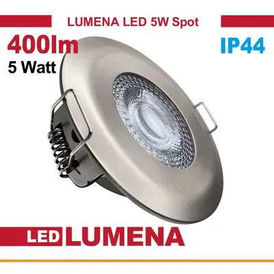 Produktbild von 6x LED Bad Einbaustrahler Ultra Flach 5 Watt Eisen Gebürstet 230V Rund warmweiß IP44 Deckenstrahler Spot Deckenspot Lumena SL82-NS