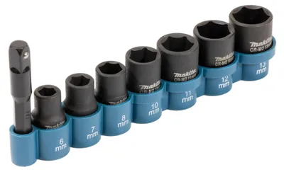 Zdjęcie produktu dla Makita 1/4 " nasadki udarowe 8 szt. z adapterem