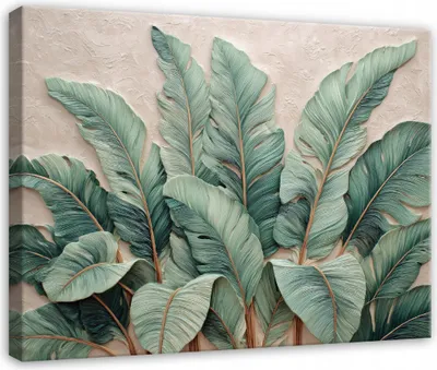 Produktbild von Leinwandbild Blätter Abstrakt 3D - 60x40 cm - Wandbilder Wohnzimmer Schlafzimmer - Leinwand Leinwandbild Grün - PP16344O4