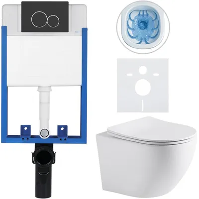 Imagen del producto de Conjunto completo de inodoro empotrado Lite/Cesso - blanco mate - Botón de descarga doble, mate - Para empotrar - 49x36 cm