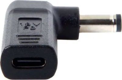 Produktbild von SYSTEM-S USB 3.1 Adapter Typ C Buchse zu DC 20V 5,5 x 2,1 mm Stecker Winkel Kabel Schwarz