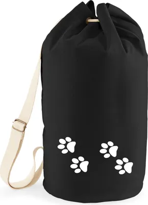 Produktbild von Huuraa Seesack Fußtapsen Tapsen 20 Liter Black Baumwolle Rucksack Geschenkidee