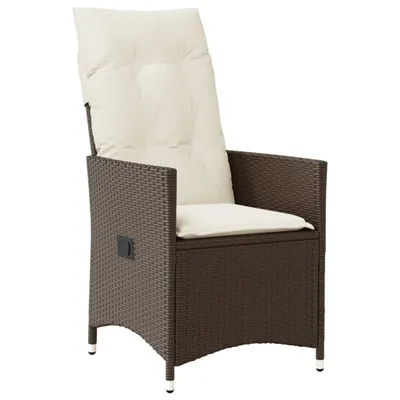 Immagine prodotto di vidaXL Poltrona da giardino regolabile con cuscino in Poly Rattan marrone