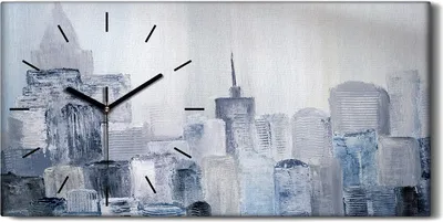 Produktbild von Küche Wohnzimmer Wand Leinwand Uhr 60x30 Malerei Abstrakte Stadt Gebäude Kunst - schwarze Hände