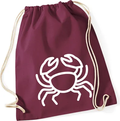 Produktbild von Huuraa Turnbeutel Krebs Sternzeichen Symbol 12 Liter Burgundy Baumwolle Rucksack Geschenkidee