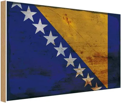 Produktbild von vianmo Holzschild 20x30 cm Bosnien und Herzegowina Rost Flagge Fahne Wappen