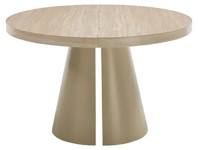 Produktbild von Ausziehbarer Esstisch für 4 bis 12 Personen aus MDF und Metall Beige - Travertin-Optik Beige JARELIA