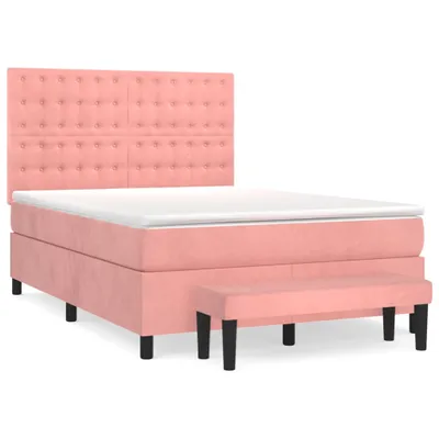 Produktbild von vidaXL Boxspringbett mit Matratze Rosa 140x200 cm Samt