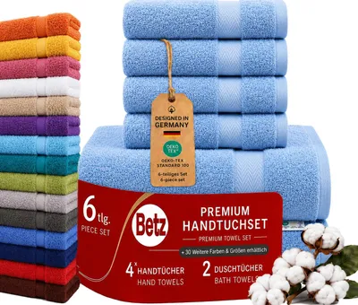 Produktbild von Betz 6er Handtuch Set Premium – 4 Handtücher 50x100 cm – 2 Duschtücher 70x140 cm -100% Baumwolle –Frottee Handtücher für Bad, Gäste, Alltag -hellblau