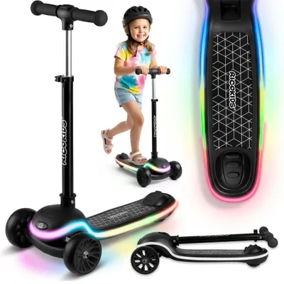 Produktbild von Kinder-Dreirad-Scooter mit LED-Beleuchtung, Schwarz
