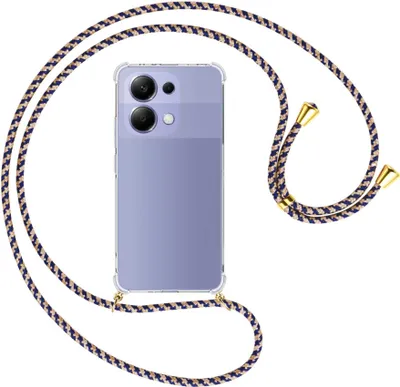 Produktbild von Handykette Backcover-Schutzhülle mit Band (Metall goldfarben) für Xiaomi Redmi Note 13 4G - blau+beige