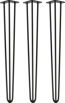 Produktbild von Natural Goods Berlin HAIRPIN Legs, Haarnadelbeine, Möbelfüße, Tischbeine, Schwarz, 86 cm, 3 Streben, 3 Stück