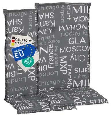 Produktbild von NYVI Gartenstuhl Auflagen Hochlehner 2er Set Barcelona - UV-Beständig, Atmungsaktiv, Strapazierfähig - Hochlehnerauflagen Sitzkissen Outdoor - Sitzauflagen für Gartenstühle 118x50cm Städtenamen