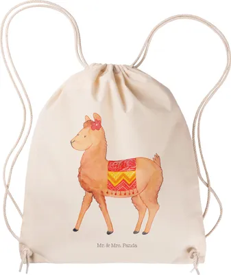Produktbild von Mr. & Mrs. Panda Beutel Alpaka Stolz - Transparent - Geschenk, Lama, Sportbeutel, gym tasche, Stoffbeutel, rucksack, wander, sporttasche klein