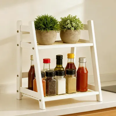 Imagen del producto de Organizador de cocina de bambú 2 niveles 26 x 18 cm