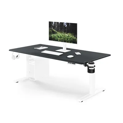 Produktbild von Ergonomischer, höhenverstellbarer Schreibtisch in Weiß und Anthrazit: 160 x 80 cm: ARIA