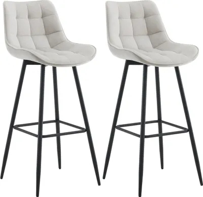Produktbild von CLP 2er Set Barhocker Dartford grau Material Samt
