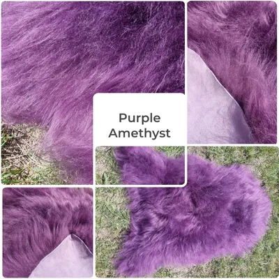 Produktbild von Premium Island Lammfell Schaffell Bunt Gefärbt Weich Fell Teppich Multicolor Amethyst 30x30cm eckig