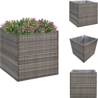 Produktbild von vidaXL Pflanzkübel Grau 80x80x80 cm Poly Rattan - Blumentöpfe & Pflanzgefäße