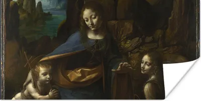 Produktbild von MuchoWow® Poster Jungfrau auf dem Felsen - Leonardo da Vinci 160x80 cm - Foto Poster
