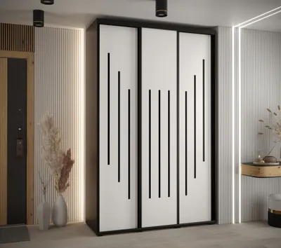 Obrázok produktu pre Šatníková skriňa ASIRI 8 - 160/60 cm, čierna / biela / čierna