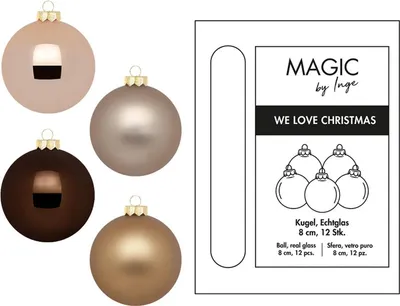 Produktbild von Inge‘s Christmas Decor Elegant Lounge, Kugel-Weihnachtsschmuck, Gold, Olive, 12 Stück(e), Box, 80 mm
