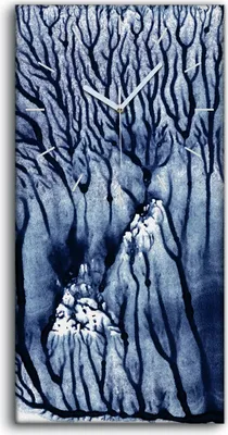 Produktbild von Dekor Leinwand Uhr Wandbilder Kunstdruck 30x60 Abstraktes Aquarell Malerei Bäume - weiße Hände