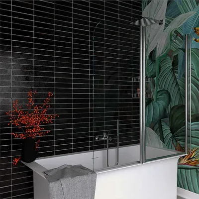 Produktbild von Faltbarer Badewannenaufsatz 140 cm, Klarglas Profilfarbe Chrom | Giada