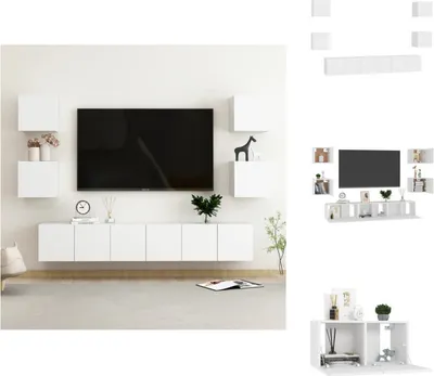 Image de vidaXL Ensemble de 7 meubles TV Blanc Matériau dérivé du bois - Meubles TV
