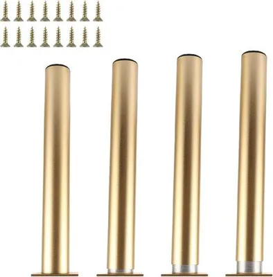 Productafbeelding van Verstelbare meubelpoten, 20 cm, set van 4 gouden metalen poten