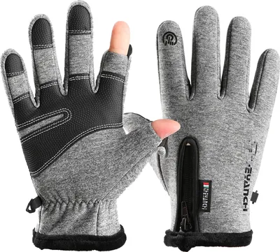 Produktbild von Winter Warme Fingerlose Handschuhe Uni herren damen Outdoor Winddicht Wasserdicht Touchscreen Half Finger Winterhandschuhe, Farbe: Grau, XL