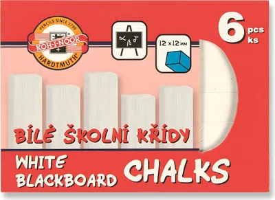 Zdjęcie produktu dla Kreda szkolna KOH 12 x 12 x 100 mm biała 6 sztuk