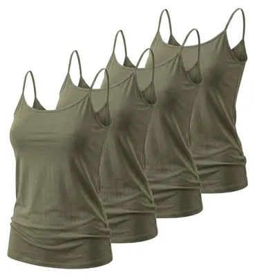 Produktbild von Trägertop 4er Set Damen Sommertop 34-42 Basic Top Spaghettiträger Stretch Top