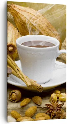 Produktbild von Bild auf Leinwand - Leinwandbild - Tasse Schokolade trinken Kakao - 55x100cm - Wand Bild - Wanddeko - Leinwanddruck - Bilder - Kunstdruck - Wanddekoration - Leinwand bilder - Wandkunst - PA55x100-2480