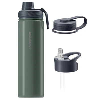 Zdjęcie produktu dla Termos Wessper B3 THERMOSTEEL o pojemności 0,7 l w kolorze Luminous Olive z 3 nakrętkami