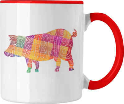 Produktbild von Trendation - Schwein Tasse Geschenk Bauern Schweine Polygon Grafik Ferkel (Rot)