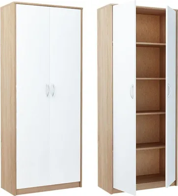 Produktbild von Kleiderschrank Schrank Mit Regalen, Flurgarderobe, Hellbraun, 74 cm Breite